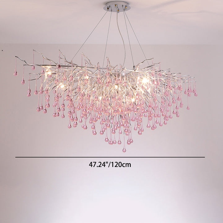 Moderne Luxus Kristall Glas Aluminium Zweig Wasser Tropfen 6/8/10/14 Kronleuchter Für Esszimmer 