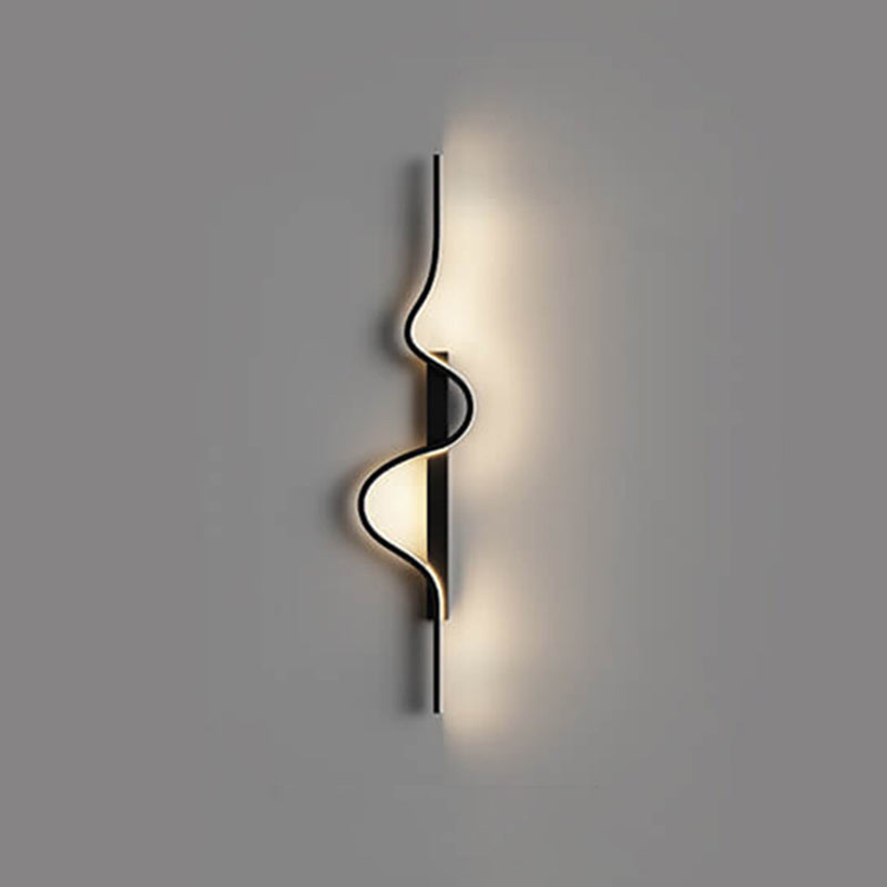 Modern Minimalist Long Wave Design Aluminum LED Wall Sconce Lamp For Living Room