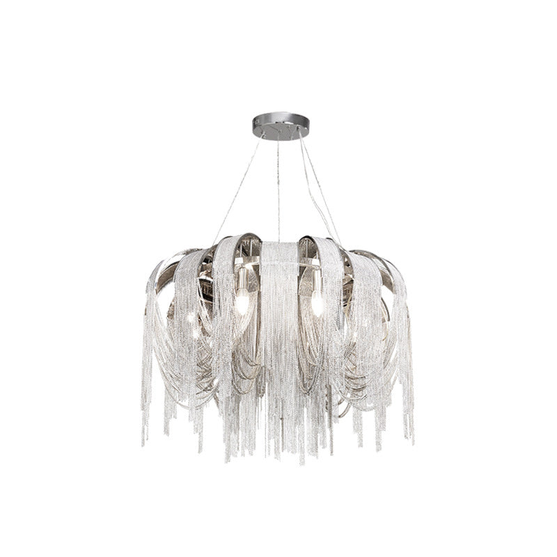 Modern Luxury Iron Aluminum Chain Tassel 6/8/10/12/15 Light Chandeliers For Hallway
