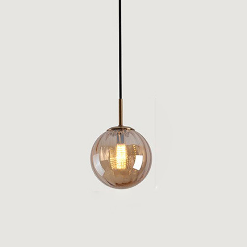 Zeitgenössische nordische Wasserwellen-Pendelleuchte aus kugelförmigem Glasschirm mit 1 Licht für das Wohnzimmer 