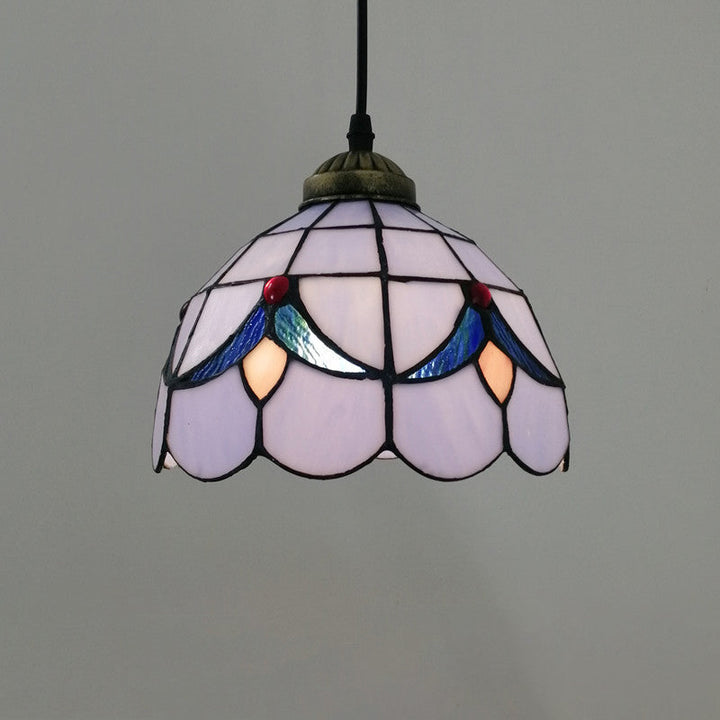 Traditionelle Tiffany Halbrunde Glas 1-Licht Pendelleuchte für Schlafzimmer 