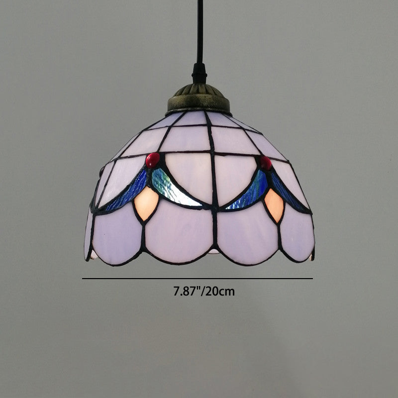 Traditionelle Tiffany Halbrunde Glas 1-Licht Pendelleuchte für Schlafzimmer 