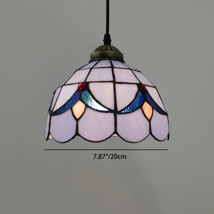 Traditionelle Tiffany Halbrunde Glas 1-Licht Pendelleuchte für Schlafzimmer 