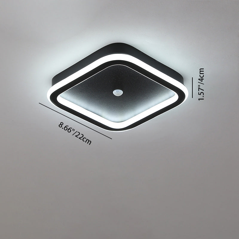 Plafonnier LED en fer aluminium PVC à montage affleurant rhombique rond minimaliste moderne pour salon 