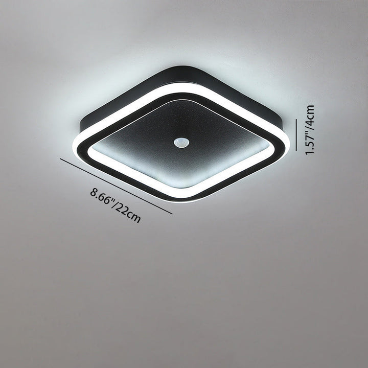 Plafonnier LED en fer aluminium PVC à montage affleurant rhombique rond minimaliste moderne pour salon 