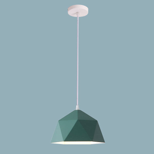 Lámpara colgante geométrica de hierro en forma de rombo con 1 luz de macarrón moderno 