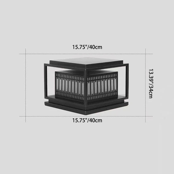 Traditional Chinese Square Stainless Steel Glass 1-Light Post Head Light For Garden