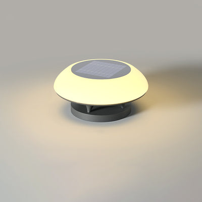 Simplicité moderne solaire étanche en acier inoxydable PE rond vaisseau spatial LED éclairage paysager lumière extérieure pour Patio extérieur 