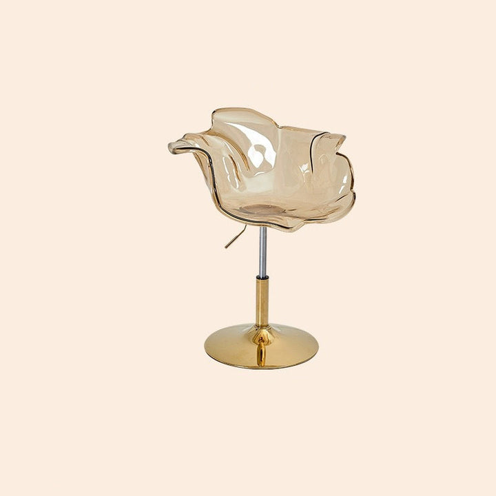 Chaise de salle à manger contemporaine créative en forme de pétale en PC, relevable, avec dossier et accoudoirs, pour salle à manger 