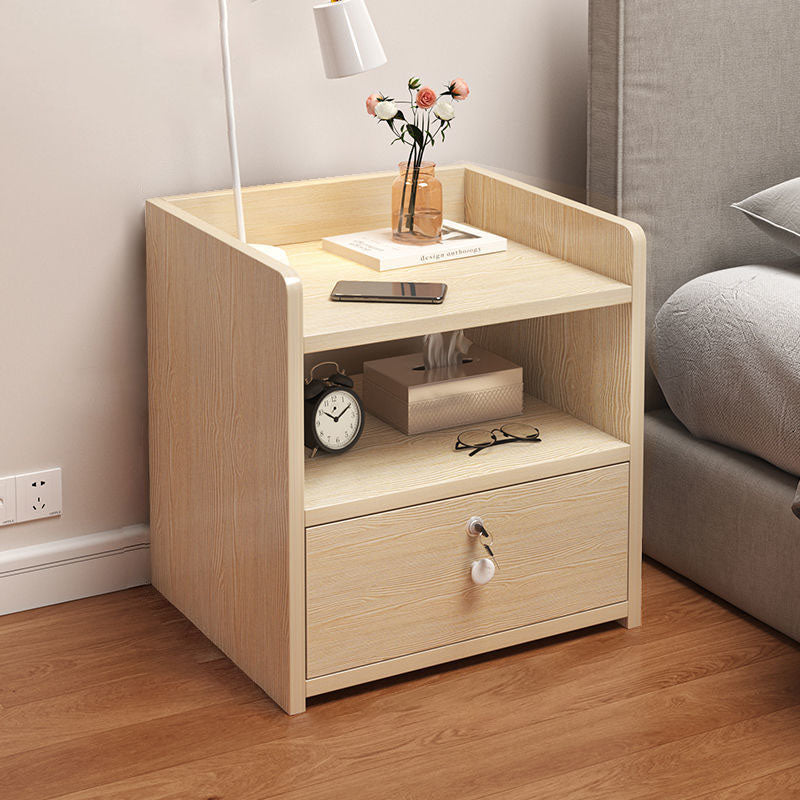 Table de chevet rectangulaire minimaliste moderne en panneau de densité avec 1/2/3 tiroirs pour chambre à coucher 