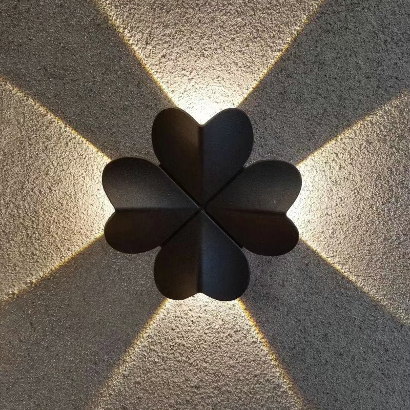 Applique murale LED elliptique en aluminium étanche nordique contemporain en forme de trèfle à quatre feuilles pour terrasse extérieure 