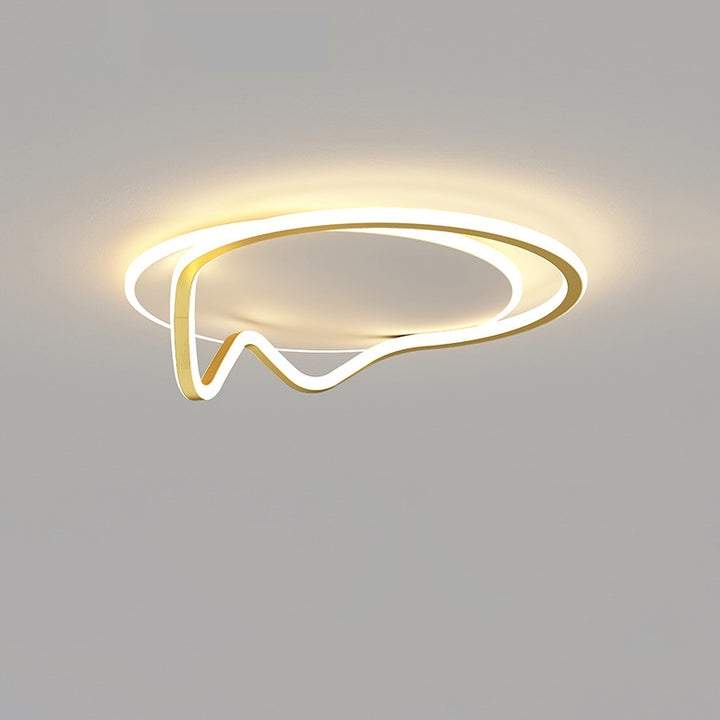 Modern Minimalist Round Line Iron Aluminium Acrylic LED Flush Mount Ceiling Light For Bedroom