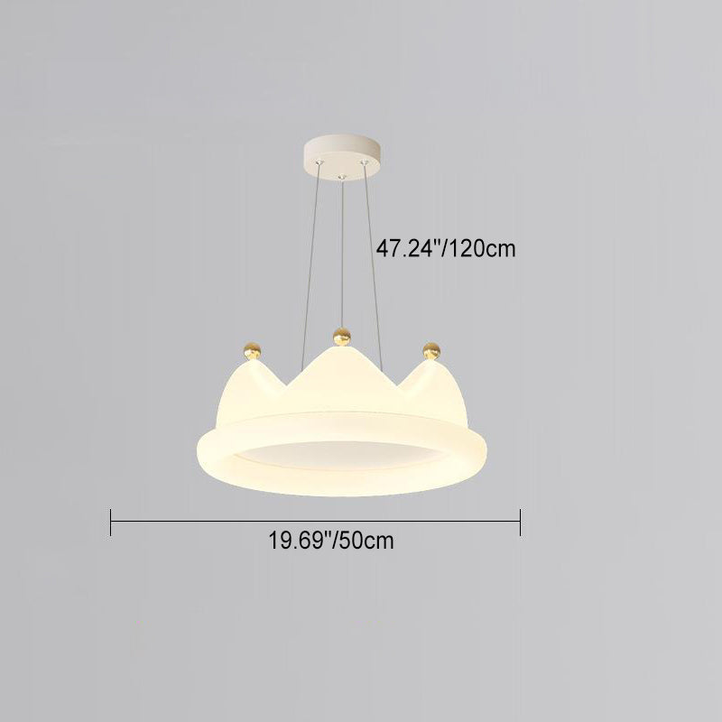 Contemporary Creative Kids Crown Iron PE LED Pendant Light For Bedroom