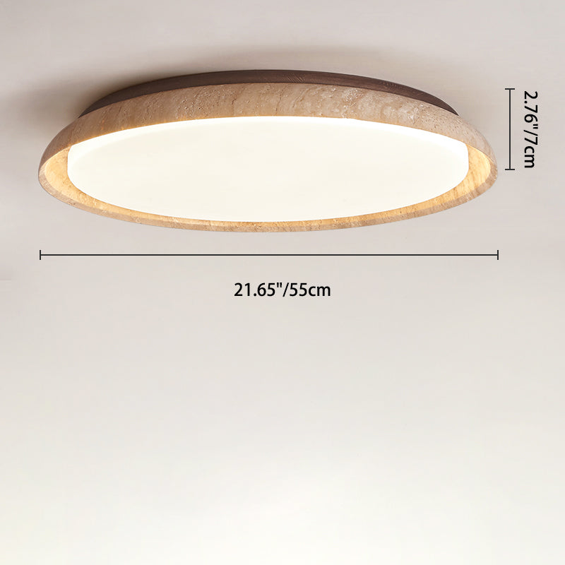Luz de techo empotrada LED de acrílico de madera maciza travertino estilo disco redondo japonés tradicional para dormitorio 