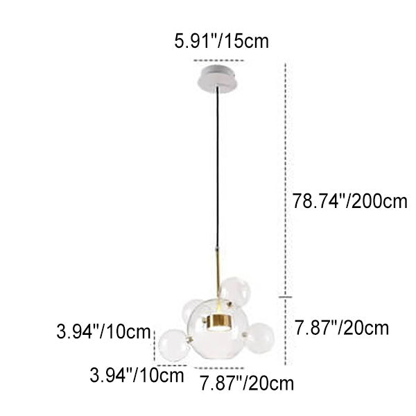 Modern Atom Mickey Head Bubble Glass Ball 1-Light LED Pendant Light