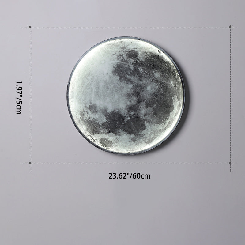 Contemporary Creative Round Moon Iron Acrylic LED Wall Sconce Lamp For Living Room