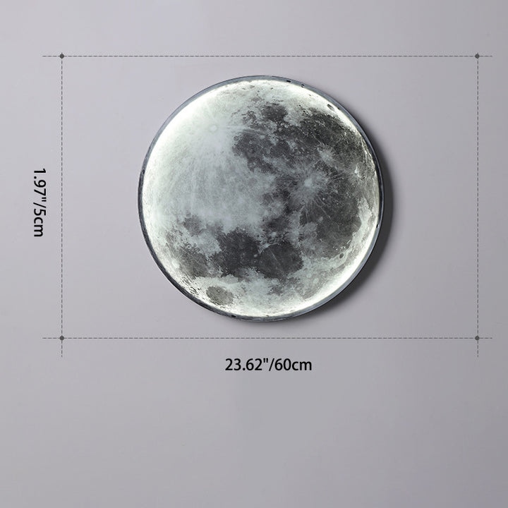 Contemporary Creative Round Moon Iron Acrylic LED Wall Sconce Lamp For Living Room
