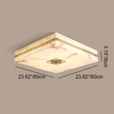 Modern Chinese Marble Square Copper Texture LED Flush Mount Ceiling Light