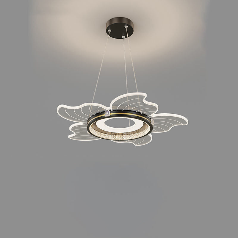Lustre LED contemporain en acrylique cristal de luxe avec abat-jour en forme de fleur pour chambre 