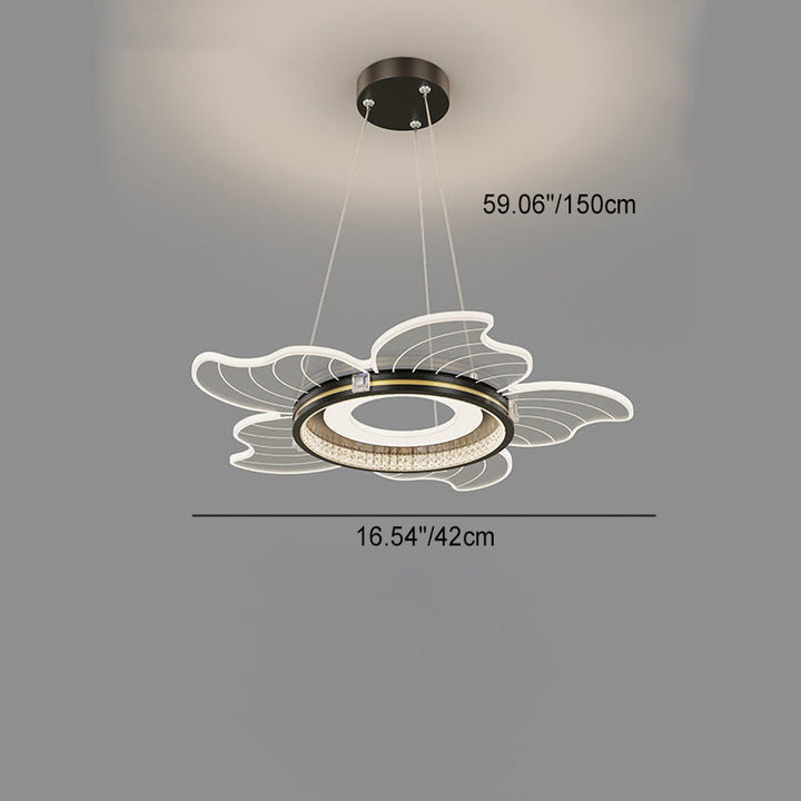 Lustre LED contemporain en acrylique cristal de luxe avec abat-jour en forme de fleur pour chambre 