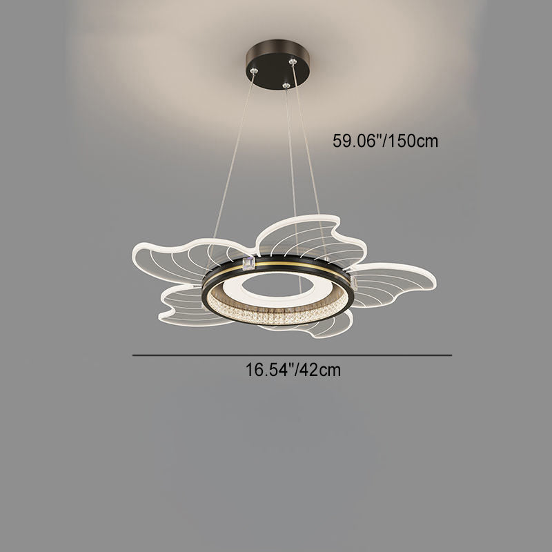 Lustre LED contemporain en acrylique cristal de luxe avec abat-jour en forme de fleur pour chambre 