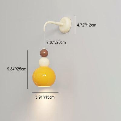 Modern Minimalist Round Gourd Petal Hardware Glass 1-Light Wall Sconce Lamp For Bedroom