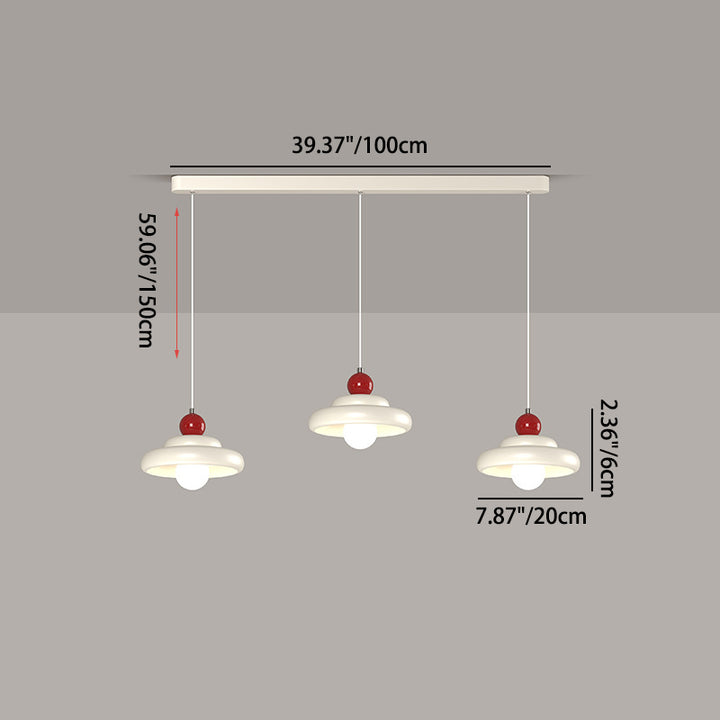 Zeitgenössischer nordischer Kirschglas-Eisen-3-Licht-Insel-Kronleuchter für Wohnzimmer 