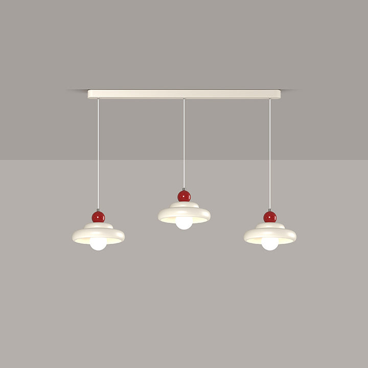 Zeitgenössischer nordischer Kirschglas-Eisen-3-Licht-Insel-Kronleuchter für Wohnzimmer 