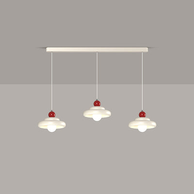 Zeitgenössischer nordischer Kirschglas-Eisen-3-Licht-Insel-Kronleuchter für Wohnzimmer 
