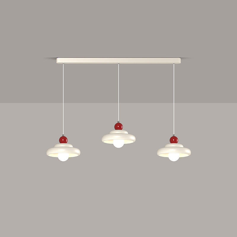 Zeitgenössischer nordischer Kirschglas-Eisen-3-Licht-Insel-Kronleuchter für Wohnzimmer 