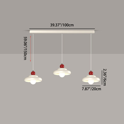 Zeitgenössischer nordischer Kirschglas-Eisen-3-Licht-Insel-Kronleuchter für Wohnzimmer 