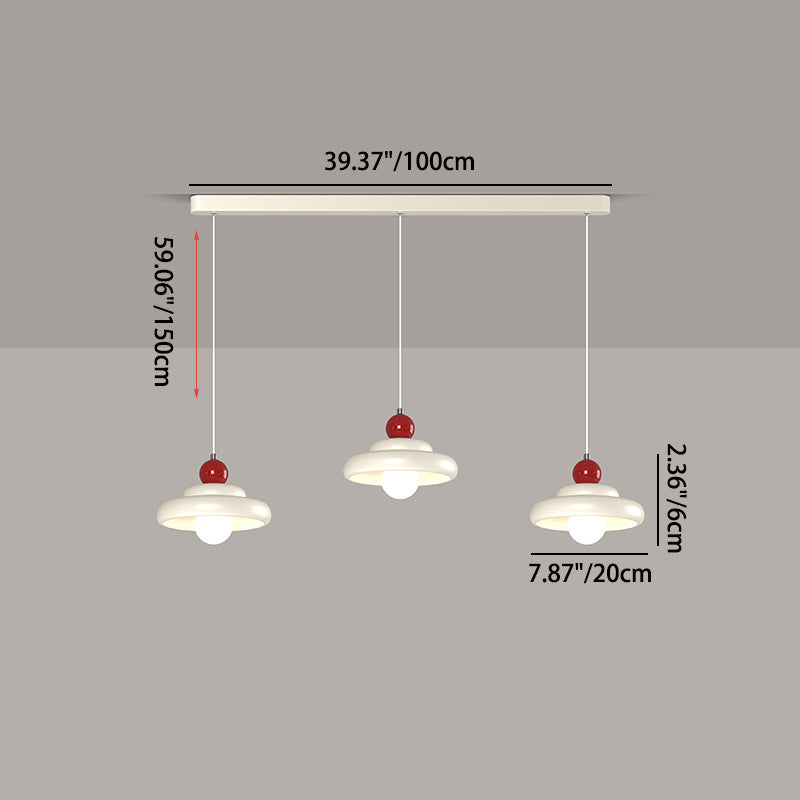 Zeitgenössischer nordischer Kirschglas-Eisen-3-Licht-Insel-Kronleuchter für Wohnzimmer 