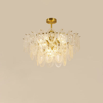 Lustre à 6 lumières en verre avec matériel ovale rond moderne de luxe pour salon 