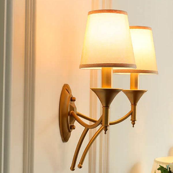 European Light Luxury Iron Fabric 1/2-Light Mushroom Wall Sconce Lamp