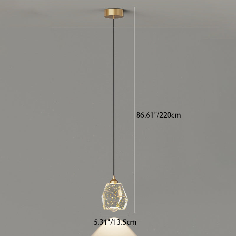 Lustre LED contemporain de luxe avec cadre en cuivre plein et abat-jour en résine avec feuille d&
