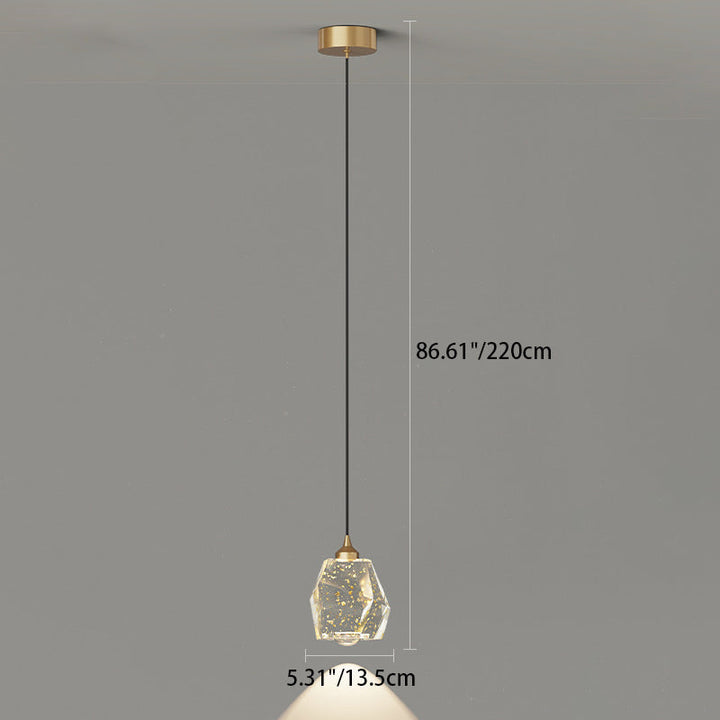 Lustre LED contemporain de luxe avec cadre en cuivre plein et abat-jour en résine avec feuille d&