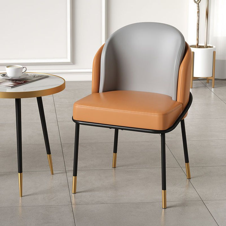 Contemporary Nordic PU Leather Fabric Iron Sponge Square Wraparound Dining Chair Backrest For Living Room