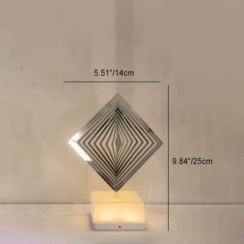 Modern Art Deco Stainless Steel ABS Cubic Base Multishape Rechargeable USB LED Table Lamp Night Light For Bedside