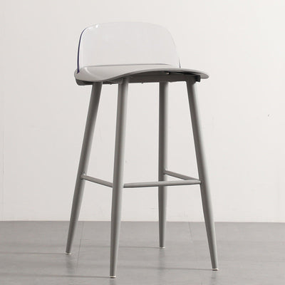 Moderner minimalistischer rechteckiger Barhocker aus Kohlenstoffstahl mit Kunststofflehne für das Esszimmer 