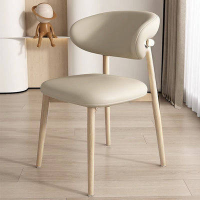 Moderna silla de comedor sin brazos de cuero nappa cuadrado nórdico contemporáneo con marco de metal para comedor 