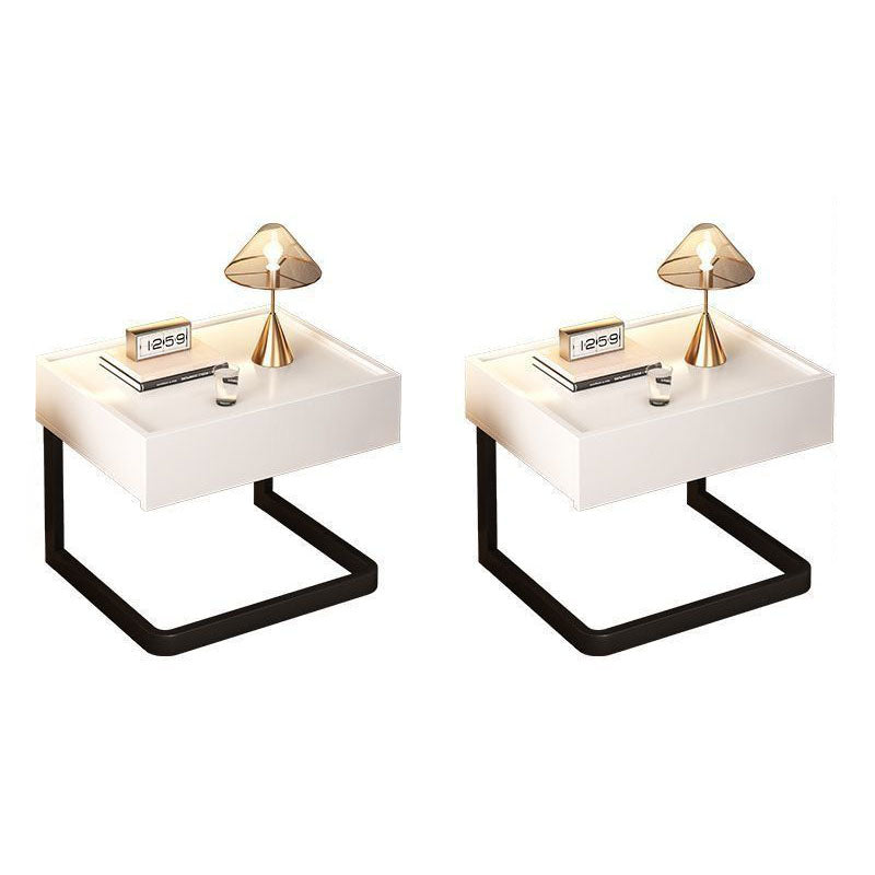 Modern Minimalist Rectangular MDF Steel Nightstand 1-Drawer For Bedside