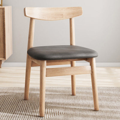 Silla de Comedor Tapizada en Cuero Nappa de Doble Capa Cuadrada Retro Contemporánea con Respaldo Abierto Sin Brazos para Comedor 