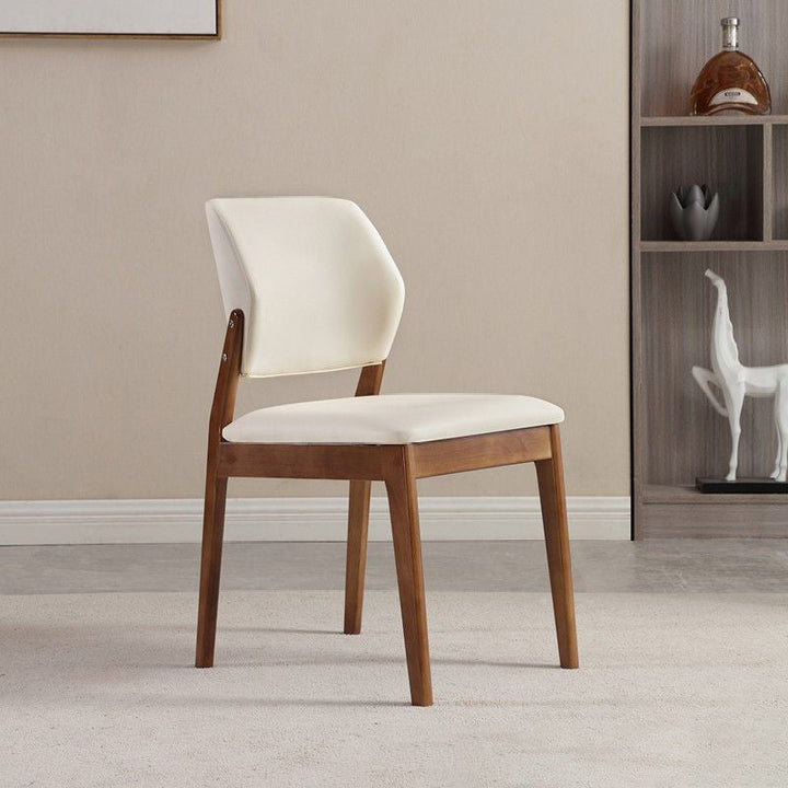 Chaise de salle à manger contemporaine nordique en similicuir rembourré avec dossier ouvert sans accoudoirs pour salle à manger 