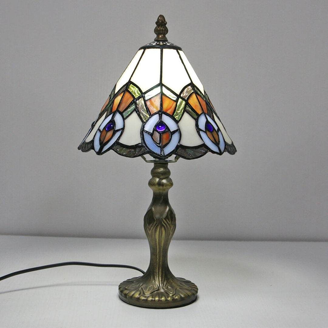 Vintage Tiffany Tierblumen Dekoration Buntglas Kuppel 1-Licht Tischlampe 
