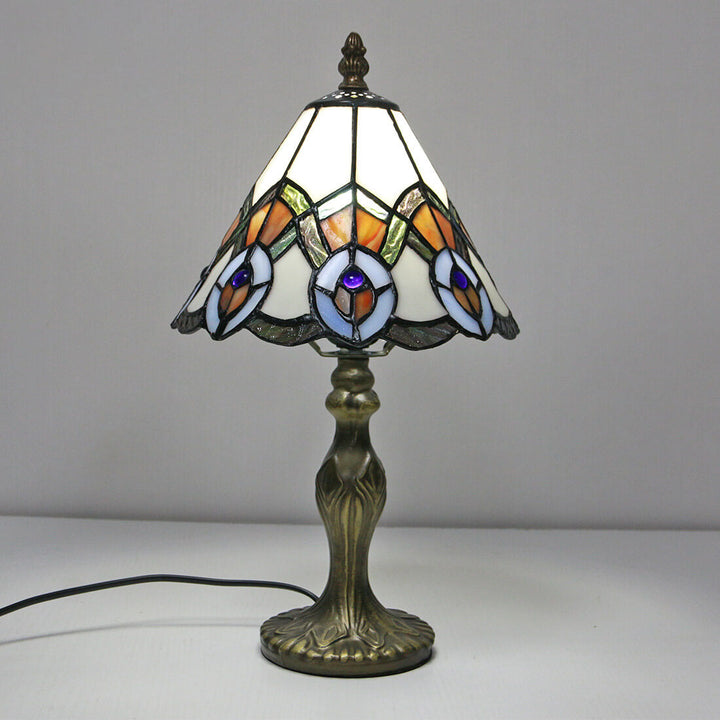 Vintage Tiffany Tierblumen Dekoration Buntglas Kuppel 1-Licht Tischlampe 