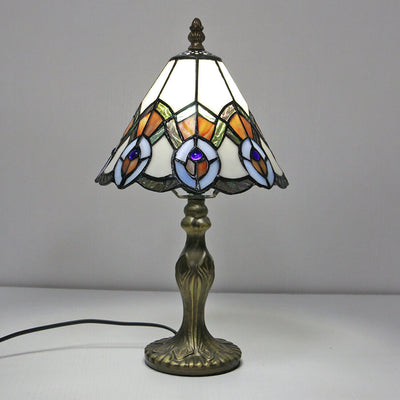 Vintage Tiffany Animal Flower Decoration Stained Glass Dome 1-Light Table Lamp