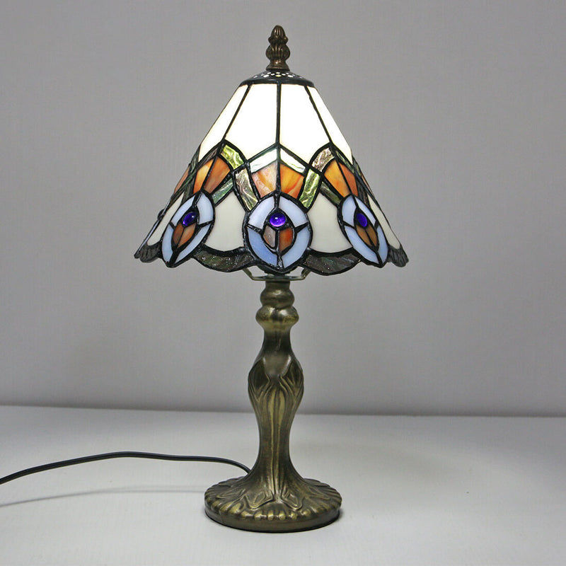 Vintage Tiffany Animal Flower Decoration Stained Glass Dome 1-Light Table Lamp