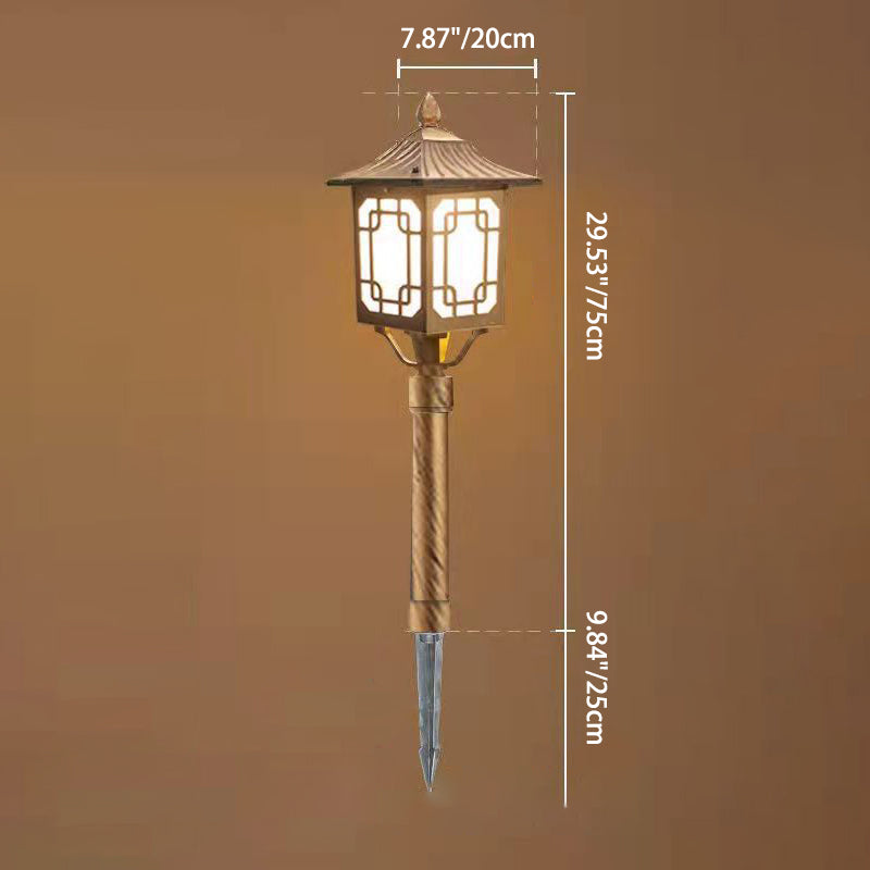 Traditional Chinese Solar Waterproof Aluminum Iron Glass Column LED Landscape Lighting Outdoor Light For Garden