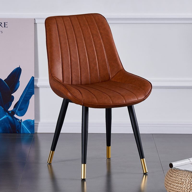 Chaise de salle à manger moderne de luxe carrée incurvée en similicuir avec dossier sans accoudoirs pour salle à manger 