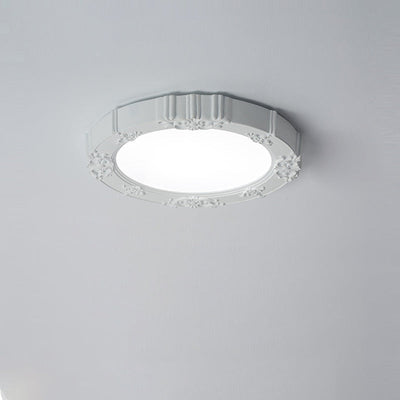 Moderne minimalistische runde gemusterte Eisen Harz Acryl LED Unterputz Deckenleuchte für Schlafzimmer 